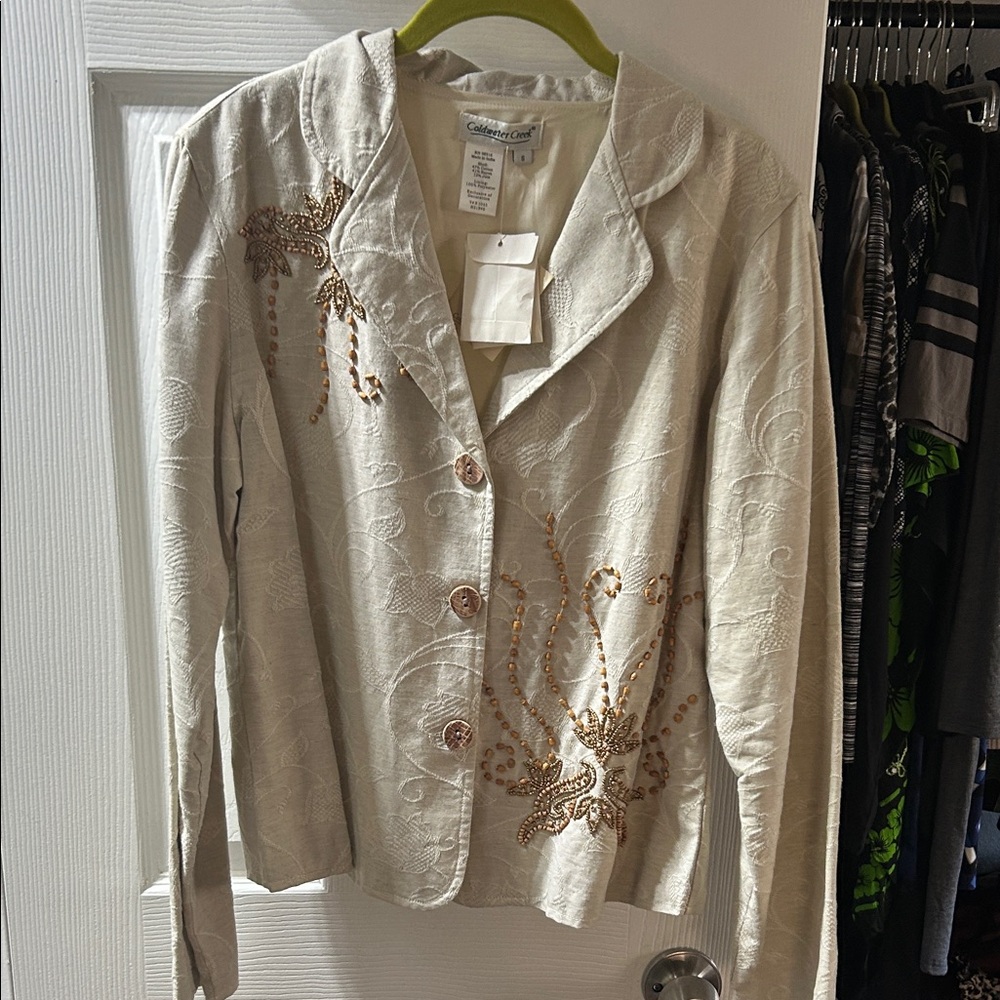 Coldwater Creek Beige Embellished Blazer